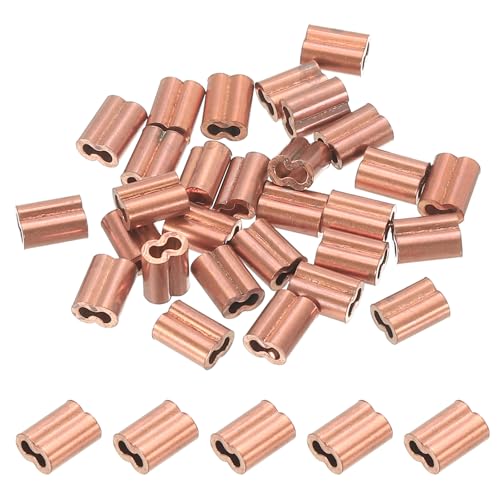 PATIKIL M1.0(1/25") Kupfer Crimpen Schlaufe Hülse, 25er Pack Drahtseil Schlaufe Hülse Kabel Crimps für Kabelhülse, Drahtseil und Kabel Leitung Ende Sortiment von PATIKIL