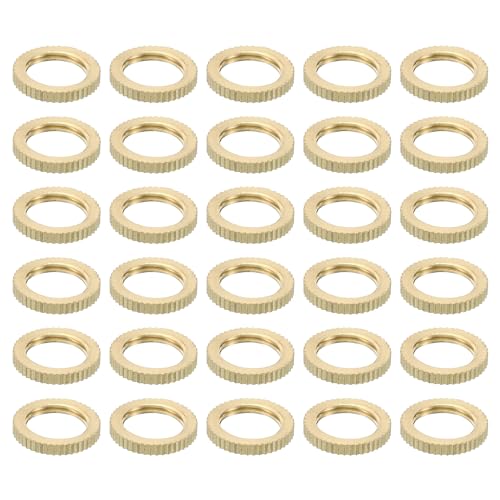 PATIKIL M10x1 Messing Gerändelt Sicherungsmutter 30 Pack Rund Flache Radring Kontermutter Glatte Oberfläche Verzierung für Möbel und Leuchten von PATIKIL