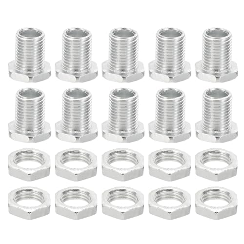 PATIKIL M10x15mm Lampenrohrnippel mit Muttern-Set, 10 Stück Feingewinde-Hohlschrauben-Sortiment Sechskopfschraube Durchgangsloch-Bolzen Kronleuchter-Befestigungselemente von PATIKIL