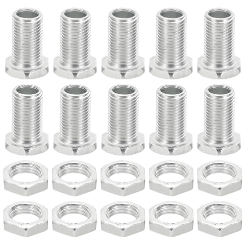 PATIKIL M10x20mm Lampenrohrnippel mit Muttern-Set, 10 Stück Feingewinde-Hohlschrauben-Sortiment Sechskopfschraube Durchgangsloch-Bolzen Kronleuchter-Befestigungselemente von PATIKIL