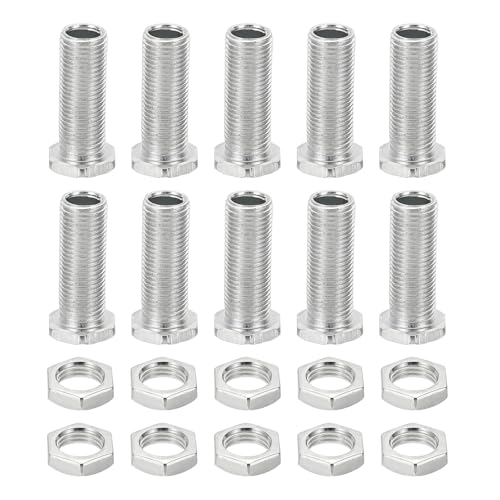 PATIKIL M10x30mm Lampenrohrnippel mit Muttern-Set, 10 Stück Feingewinde-Hohlschrauben-Sortiment Sechskopfschraube Durchgangsloch-Bolzen Kronleuchter-Befestigungselemente von PATIKIL