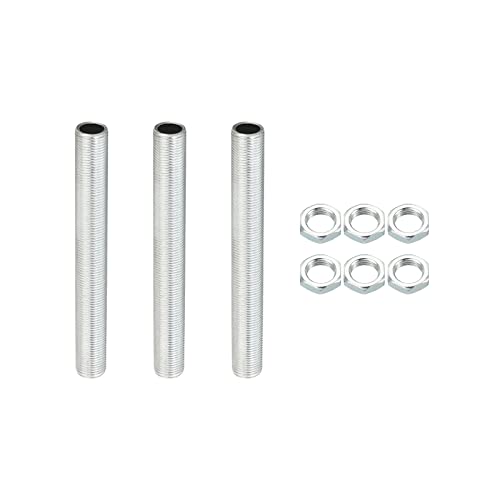 PATIKIL M12 Gewinde 3.94" Lampe Leitung Kit mit Schloss Muttern 3 Set Alle Gewindestäbe Verschlüsse Hardware für Kronleuchter Deckenlicht DIY Verzinkung von PATIKIL