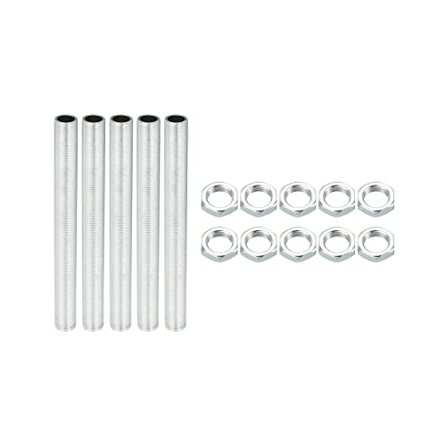 PATIKIL M12 Gewinde 4.72" Lampe Leitung Kit mit Schloss Muttern 5 Set Alle Gewindestäbe Verschlüsse Hardware für Kronleuchter Deckenlicht DIY Verzinkung von PATIKIL