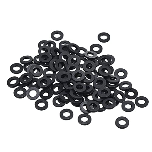 PATIKIL M3 Nylon Flach Unterlegscheibe 100 Pack 3mm ID 6mm AD Abdichtung Abstandshalter Dichtring für Wasserhahn Rohrleitung Wasser Schlauch Befestigung Bolzen Schwarz von PATIKIL