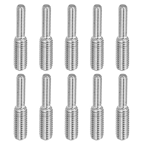 PATIKIL M4x0.7 zu M6x1 Doppel Ende Gewindebolzen Schraube Bolzen 10 Packung 304 Edelstahl Stab Bolzen Gewinde Reduzierer Adapter für Möbel Hardware 30mm Lang von PATIKIL