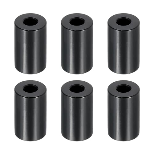 PATIKIL M5 Aluminium Abstandshalter, 6 Stück Metall Abstandshalter Aluminium 5,2 mm ID x 12 mm OD x 20 mm L Aluminium Schraubenabstand Rund für 1/5" oder M5 Schrauben, Schwarz von PATIKIL
