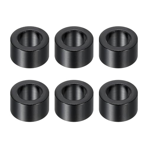 PATIKIL M6 Aluminium Abstandshalter, 6 Stück Metall Abstandshalter Aluminium 6,2 mm ID x 10 mm OD x 6 mm L Aluminium Schraubenabstand Rund für 1/4" oder M6 Schrauben, Schwarz von PATIKIL