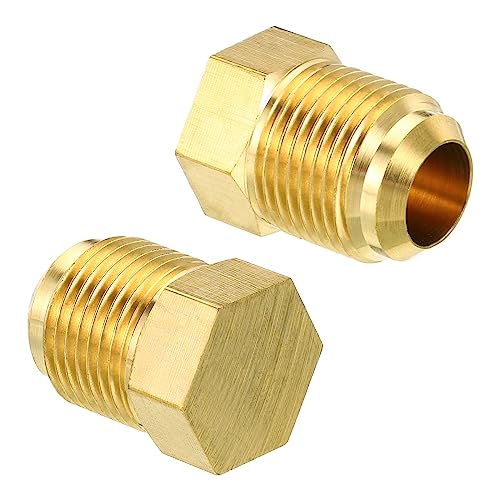 PATIKIL Male 5/8" Messing Dichtung Stopfen 2 Pack SAE Fackel Rohr Fitting 45 Grad Sechskant Rohrleitung Beschläge für Klimagerät Kühlung von PATIKIL