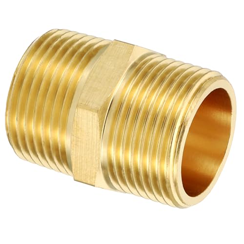 PATIKIL Messing Rohrverschraubungsadapter, 1,9 cm NPT Außengewinde x 3/4 Zoll G Außengewinde Messing Reduzierstück Sechskant-Schlauchverbinder Adapter mit Unterlegscheibe für Sanitärarbeiten von PATIKIL