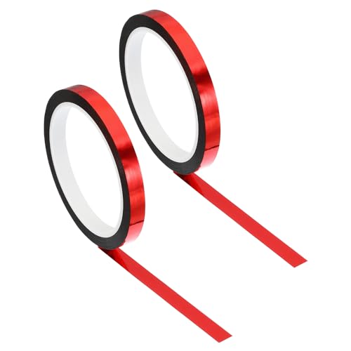 PATIKIL Metallband 10mm / 0,39 Inch, 2er Pack Holografisches metallisiertes reflektierendes Selbstklebeband für DIY Kunsthandwerk, Verpackung und Wanddekoration, Rot von PATIKIL