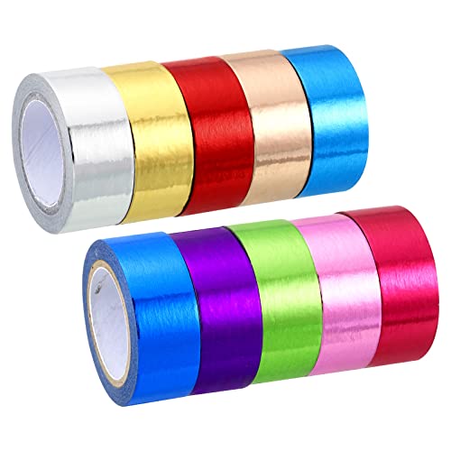 PATIKIL Metallisches Washi Band 15mmx5m 10Pack Spiegel Kunst Papier Bänder Washi Maskierung Selbstklebend für DIY Kunsthandwerk Verpackung Verzierung 10 Farben von PATIKIL