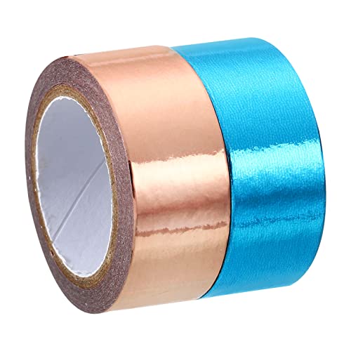 PATIKIL Metallisches Washi Band 15mmx5m 2Pack Spiegel Kunst Papier Bänder Washi Maskierung Selbstklebend für DIY Kunsthandwerk Verpackung Verzierung Hellblau Rosa Gold PATIKIL Metallisches Washi Band 15mmx5m 2Pack Spiegel Kunst Papier Bänder Washi Maskierung Selbstklebend für DIY Kunsthandwerk Verpackung Verzierung Hellblau Rosa Gold von PATIKIL
