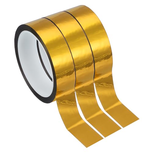 PATIKIL Metallisierte Polyesterfilm-Band 25mm x 50 Meter, 3er-Pack Metallisches Dekorband Glänzendes Goldenes Klebeband für Detailing Akzentwand Grafikkunst Boot Trim Wände von PATIKIL