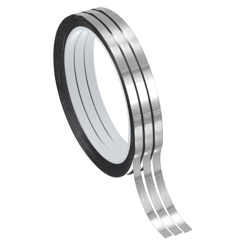 PATIKIL Metallisierte Polyesterfilm-Band 5mm x 50 Meter, 3er-Pack Metallisches Dekorband Glänzendes Silber Klebeband Spiegelband für Detailing Akzentwand Grafikkunst Boot Trim Wände PATIKIL Metallisierte Polyesterfilm-Band 5mm x 50 Meter, 3er-Pack Metallisches Dekorband Glänzendes Silber Klebeband Spiegelband für Detailing Akzentwand Grafikkunst Boot Trim Wände von PATIKIL