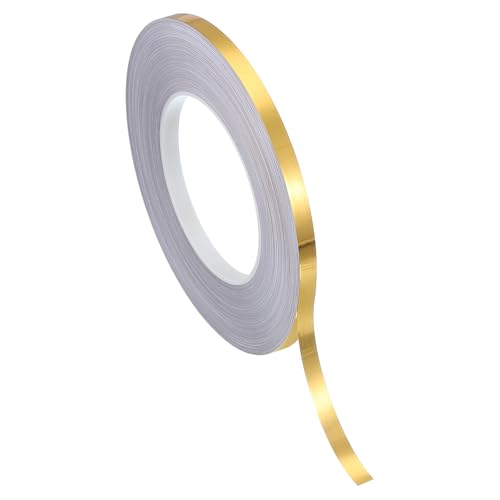 PATIKIL Metallisierte Polyesterfilm-Band 8mm x 50 Meter, Metallisches Dekorband Gebürstetes Gold Klebeband Spiegelband für Detailing Akzentwand Grafik Kunst Boot Trim Wände von PATIKIL