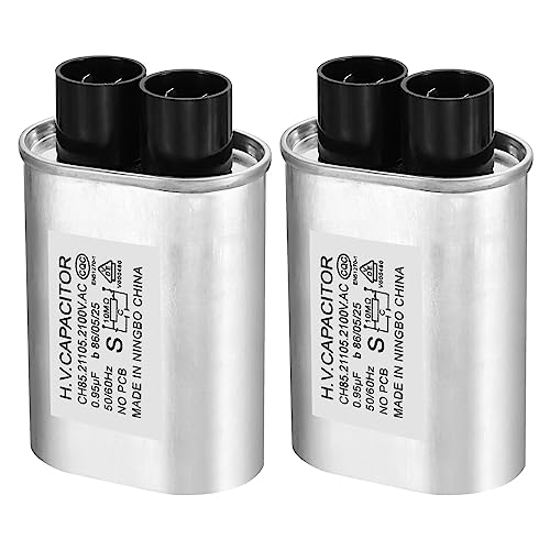 PATIKIL Mikrowelle Kondensator 2 Pack 0.95uF AC 2100V Hohe Spannung Kondensator 7mm Pin Abstand für Universal Mikrowelle Ofen Silber Ton von PATIKIL