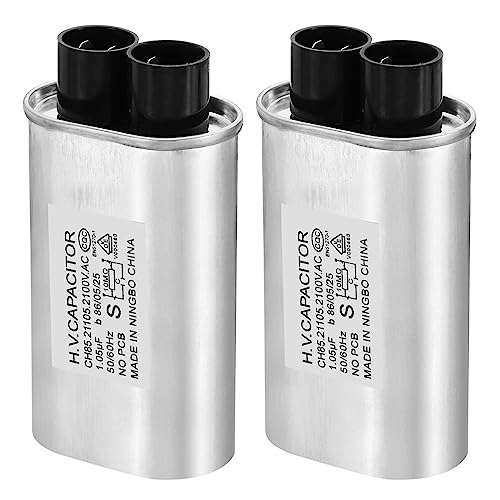 PATIKIL Mikrowelle Kondensator 2 Pack 1.05uF AC 2100V Hohe Spannung Kondensator 7mm Pin Abstand für Universal Mikrowelle Ofen Silber Ton von PATIKIL