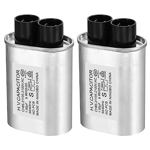 PATIKIL Mikrowellenkondensator 2 Pack 1uF AC 2100V Aluminium Hohe Spannung Kondensator 7mm Pin Abstand für Universal Mikrowelle Ofen Silber Ton von PATIKIL