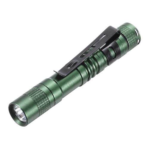 PATIKIL Mini Taschenlampe mit Clip Super Leicht Klein LED Stift Taschenlampen Aluminium Weiß Licht Taschenlampe Batterie Betrieben für Camping Wandern Grün von PATIKIL
