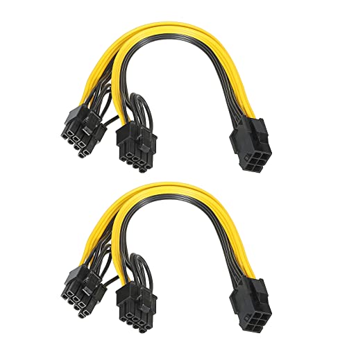 PATIKIL PCIe Kabel 6 Pin an Doppelte 8 Pin 6+2 Stecker GPU Kabel Verlängerung PCI Express Leistung Adapter Kabel 220mm/8.7" für Grafikkarten Pack von 2 von PATIKIL