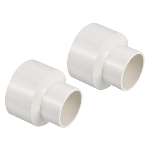 PATIKIL PVC Reduzierrohr Fitting 75x50mm, 2 Pack Gerade Kupplungsadapter Verbindungsstück, Weiß von PATIKIL