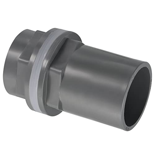 PATIKIL PVC-Wassertank-Rohrverschraubung 1-1/4" ID DN32, gerader Rohradapterverbinder, grau von PATIKIL