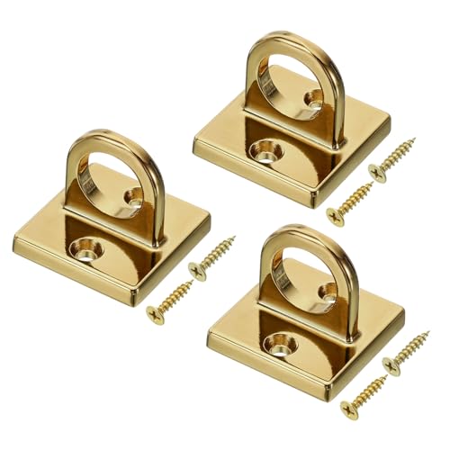 PATIKIL Pad Öse Platte U Haken 3 Pack Metall Deckenhaken Wandmontage Schlaufe mit Schrauben Hardware Ringhaken für Hängeseile Queue Barriere Golden von PATIKIL