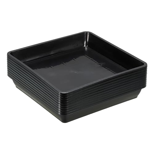 PATIKIL Pflanze Untertassen 6" 10 Pack Quadratisch Plastik Blume Topf Dickere Pflanzen Tropfschalen für Innen Außen Garten Getopft Schwarz von PATIKIL