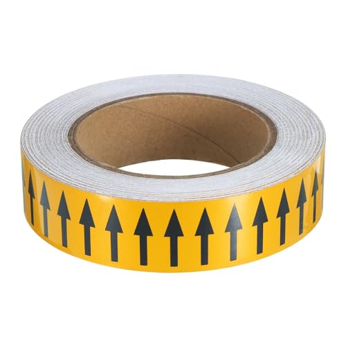 PATIKIL Richtungsweisendes Fließpfeilband 1-3/16"x65', Selbstklebende Rohrkennzeichnungsaufkleber zur Kennzeichnung des Rohrflusses, Schwarz auf Gelb von PATIKIL