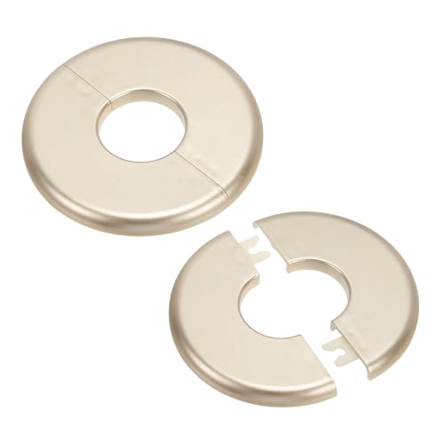 PATIKIL Rohrabdeckung Wand Split Flansch Rohrmanschette 1,36" (34,5mm), 2 Stück ABS Runde Selbstklebende Rosetten Wasserhahn Armaturen-Abdeckungen für Badezimmer Armatur Dekoration, Gold von PATIKIL
