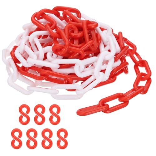 PATIKIL Rot/Weiße Kunststoffkette, 16 ft 8mm Absperrkette Sicherheitsbarriere für Warnsicherheit Parkplatz, Personenkontrolle Zaun Tor Konzert Baustelle Absperrung Von Flächen von PATIKIL