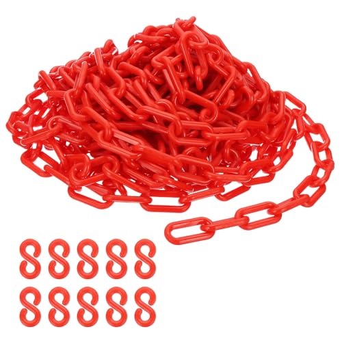 PATIKIL Rot Kunststoffkette, 39 ft 8mm Absperrkette Sicherheitsbarriere für Warnsicherheit Parkplatz, Personenkontrolle Zaun Tor Konzert Baustelle Absperrung Von Flächen von PATIKIL