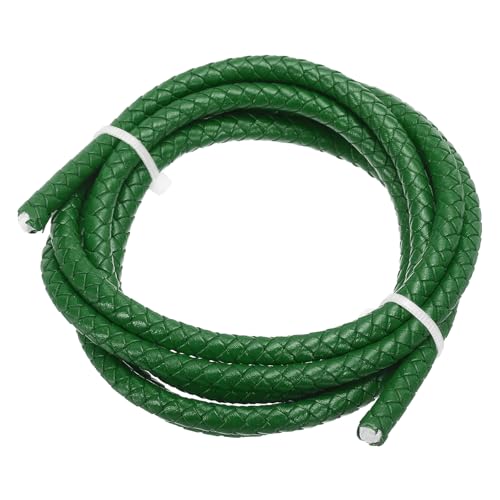 PATIKIL Rund Geflochtenes Lederband, 6mm Geflochtenes Echtes Lederband Schnur Seil Gefaltetes Lederstreifen für Schmuckherstellung Handwerk Halsketten Armbänder, Dunkelgrün (1.1Yards) von PATIKIL