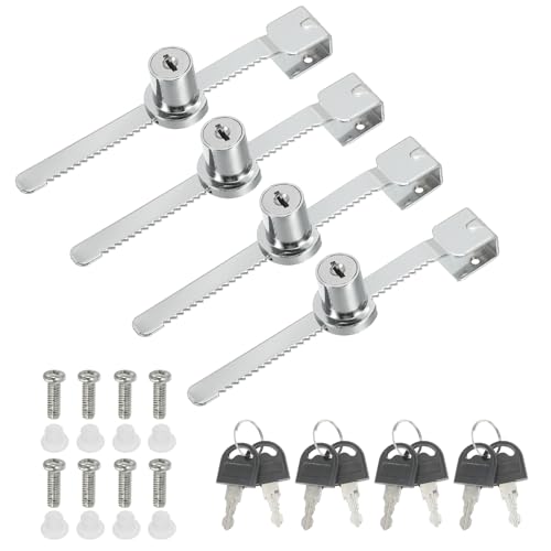 PATIKIL Schiebetürschloss aus Glas, 4 Stück gleichschließendes Vitrinenschloss mit Chrom-Finish Ratschenschloss Kein Bohren Glas-Türschloss für 5-10mm Glastür, Silber PATIKIL Schiebetürschloss aus Glas, 4 Stück gleichschließendes Vitrinenschloss mit Chrom-Finish Ratschenschloss Kein Bohren Glas-Türschloss für 5-10mm Glastür, Silber von PATIKIL