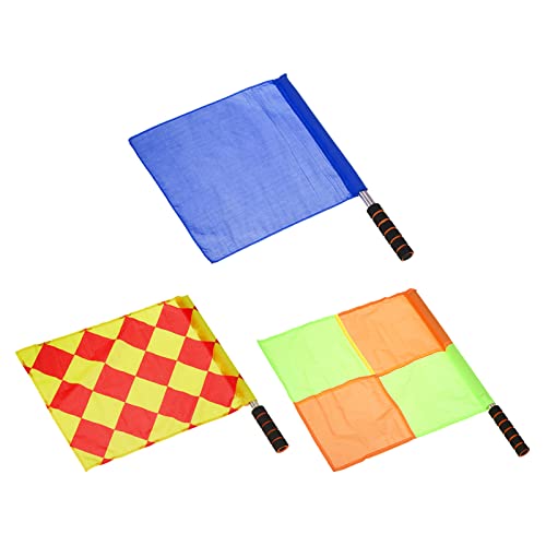 PATIKIL Schiedsrichter Fahnen Set 3Pack Schiedsrichter Flagge Linienrichter Fahne mit Edelstahl Pol Schwamm Handgriff für Fußball Sport Leichtathletik von PATIKIL