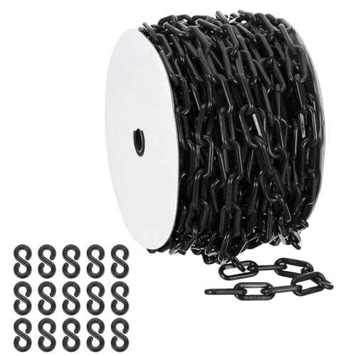 PATIKIL Schwarze Kunststoffkette, 115 ft 8mm Absperrkette Sicherheitsbarriere Große Gliederkette Lang für Warnsicherheit Parkplatz, Personenkontrolle Tor Baustelle Absperrung Von Flächen von PATIKIL