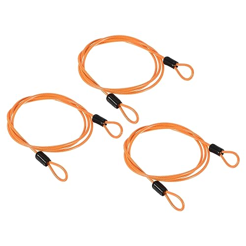 PATIKIL Sicherheit Kabel 2.5mm x 1m/3.3ft 3 Packung Beschichtet Gepäckschloss Drahtseil mit Doppelschleife Klar Orange von PATIKIL