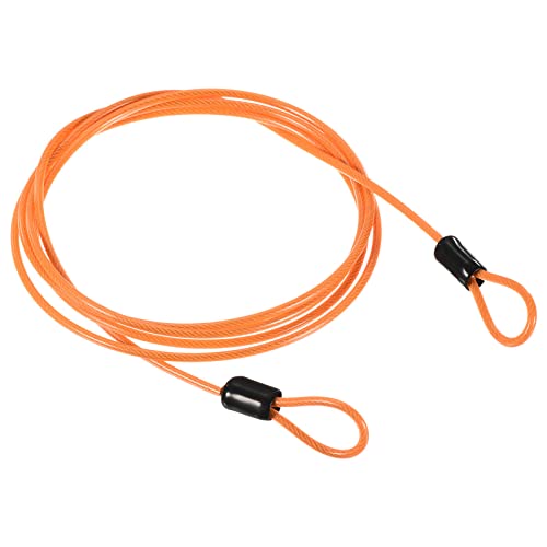 PATIKIL Sicherheit Stahl Kabel 2.5mm x 1.5m/4.92ft Beschichtete Feder Gepäck Schloss Draht Seil mit Doppel Schlaufe Orange von PATIKIL