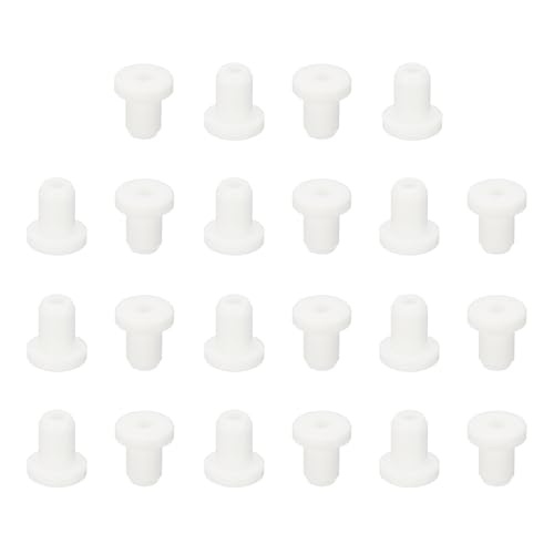 PATIKIL Silikonstopfen, 22 Stück 3/16" (4mm) Bohrloch, 1/16" (2mm) Innendurchmesser. Top-Hut-Drahtdichtung Gummistopfen für Verkabelung Bewässerungssystem Firewall, Weiß von PATIKIL