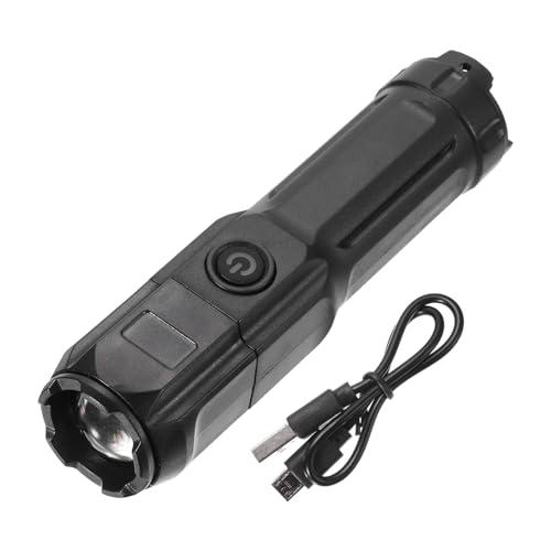 PATIKIL Skalierbare LED Taschenlampe 1 Set 4 Modus Hohe Lumen LED Taschenlampe Plastik Weiß Licht Taschenlampe Usb Wiederaufladbar für Wandern Camping Schwarz von PATIKIL