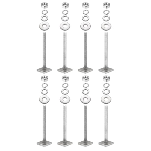 PATIKIL T-nut Adapter Nutensteine M6 x 65mm 8 Set Gepäckträger Edelstahl Nutensteine Dachträger Schrauben mit Mutter Unterlegscheiben für Relingträger Fahrrad Dachbox Kajak Gepäckträger von PATIKIL
