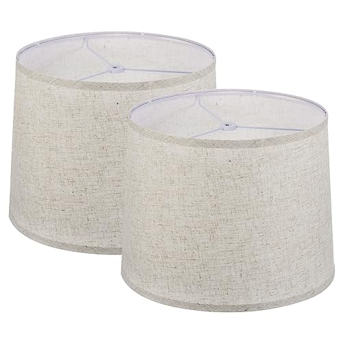 PATIKIL Trommel Lampenschirme für Tischleuchten 11.6" Oben x 12.6" Boden x 9.8" Hohe Stehlampe Schirm Set von 2 Einfache Montage Mittel Linen Lampenschirme Beige von PATIKIL