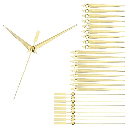 PATIKIL Uhr Hände Kit 10 Set Uhr Hände Kit Uhrwerk Bewegung Aluminum Wand Uhr Hände Teile Ersatz für Wand Uhr Reparatur Basteln Gold A02 von PATIKIL