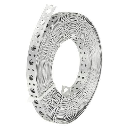 PATIKIL Verzinkte Rohrschelle, 0,47 Zoll x 33 FT 0,6 mm dicke Metallbandage mit Löchern Biegbare Rohraufhängungsschelle für Rohrstützen, Silberton PATIKIL Verzinkte Rohrschelle, 0,47 Zoll x 33 FT 0,6 mm dicke Metallbandage mit Löchern Biegbare Rohraufhängungsschelle für Rohrstützen, Silberton von PATIKIL