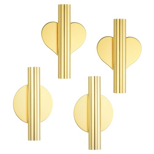 PATIKIL Wandblumenvase Röhre, 4 Stück/2 Set Metall Blumenvasen Wandmontierte Blumenvase Racks für die Präsentation von getrockneten Blumen, Goldfarben von PATIKIL