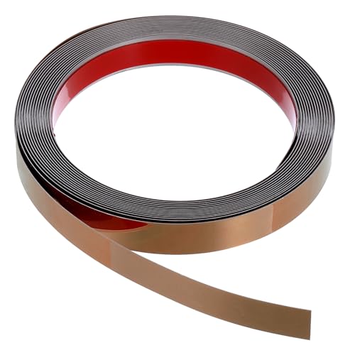PATIKIL Zierleiste Edelstahl, 5m(L) x 15mm(B) Wandleiste Selbstklebend Metallband Dekorative für Kamin, Spiegelrahmen, Möbel und Heimdekoration,Spiegel Roségold von PATIKIL