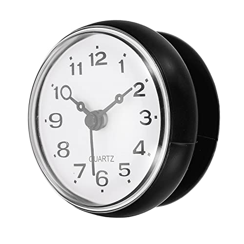 PATIKIL wasserdicht Bad Uhr Mini runde Wanduhr mit Saugnapf für Bad Küche Haus Dekoration schwarz von PATIKIL