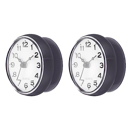 PATIKIL Wasserfeste Dusche Uhr 2 Pack Nicht Tickende Leise Mini Niedliche Spiegel Wanduhren mit Absaugung Becher für Bad Küche Haus Dekoration Dunkel Grau/Schwarz von PATIKIL