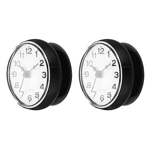 PATIKIL Wasserfeste Dusche Uhr 2 Pack Nicht Tickende Leise Mini Niedliche Spiegel Wanduhren mit Absaugung Becher für Bad Küche Haus Dekoration Schwarz/Schwarz von PATIKIL