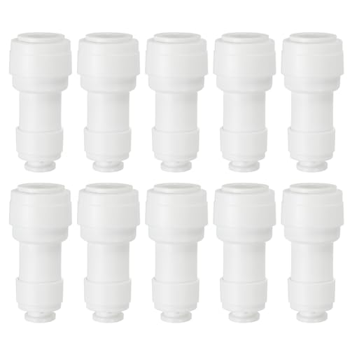 PATIKIL Wasserfilter Gerader Verbinder 3/8" OD auf 1/4" OD, 10 Stück Schnellanschluss-Rohrverschraubungen für RO/DI Umkehrosmose-Wasserfilter Reinigungssystem, Weiß von PATIKIL